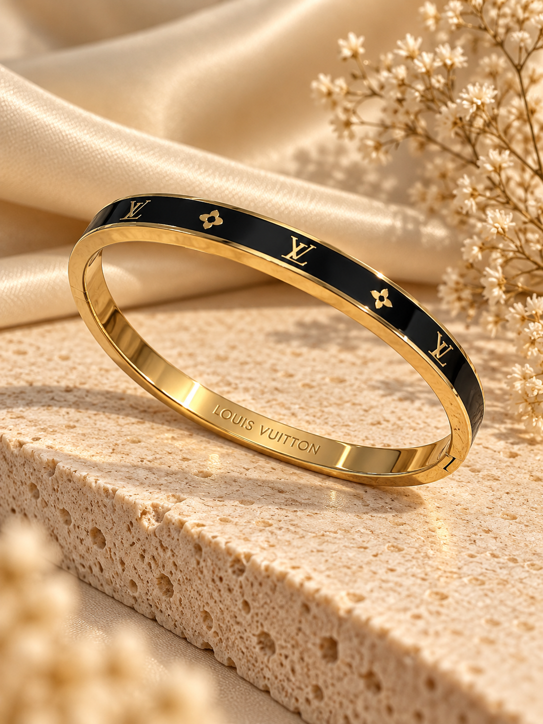 Black & Gold Monogram Bangle