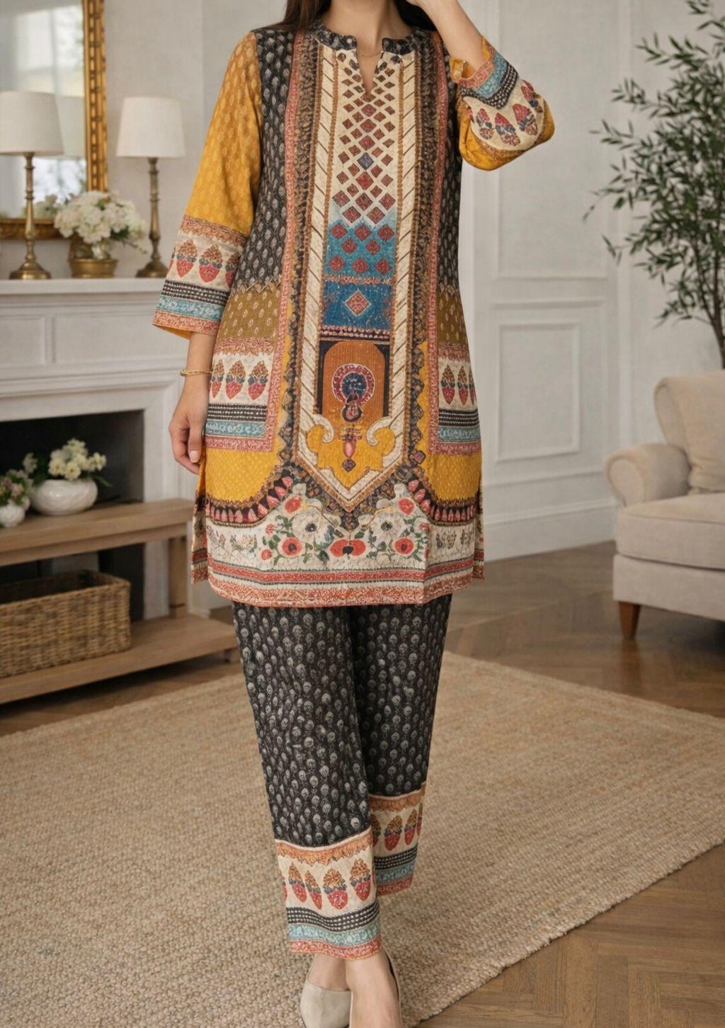 Mustard Mosaic Co-Ord Set