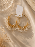 Flower Beaded Hoops Earring
