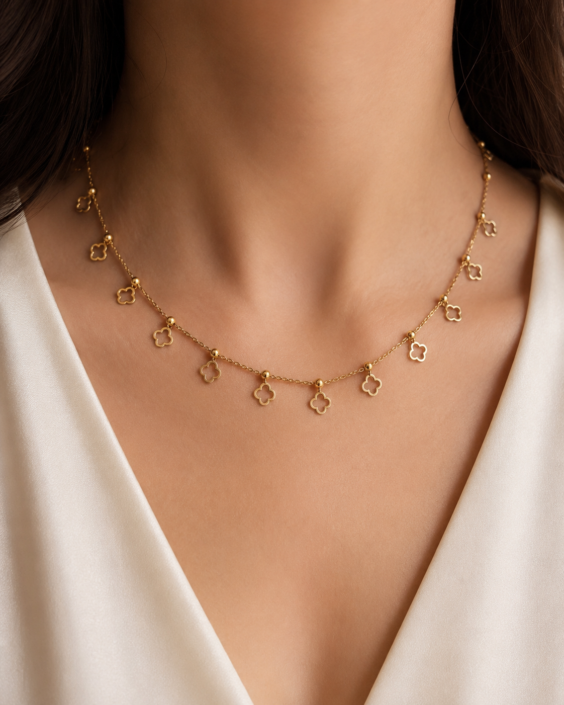 Golden Clover Charm Necklace