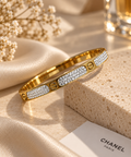 Gold & Crystal Screw-Style Bangle