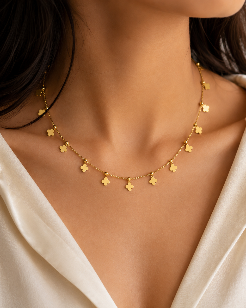 Golden Clover Charm Necklace