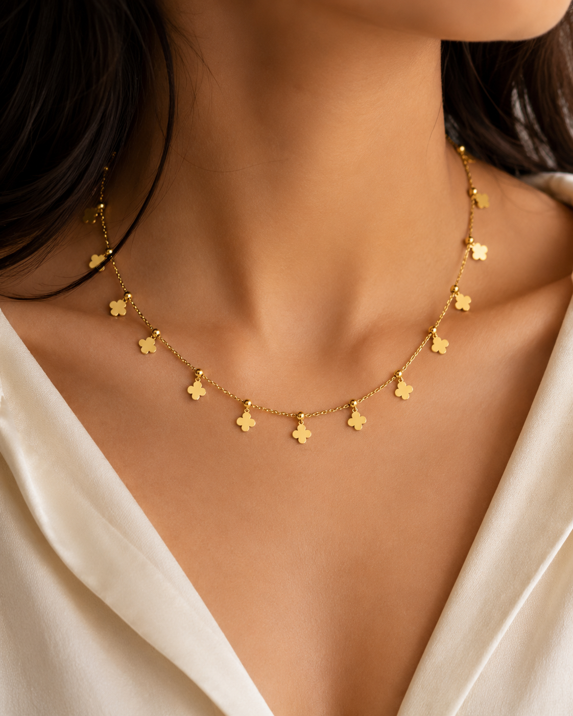 Golden Clover Charm Necklace