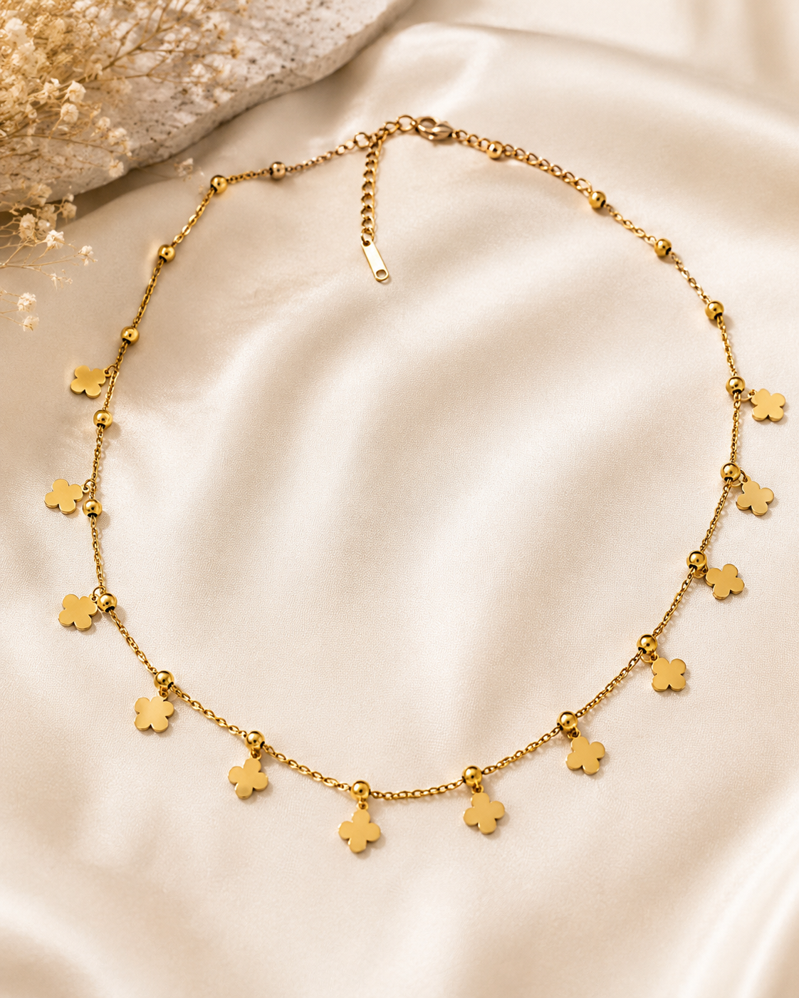 Golden Clover Charm Necklace