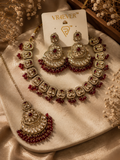 Regal Mehroon Kundan Necklace