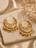 Golden pearl hoops